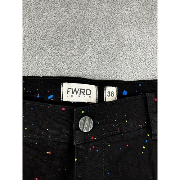 FWRD Denim Paint Splatter Distressed Jeans Mens Size 38 Black Cotton Inseam 32 - Picture 2 of 9